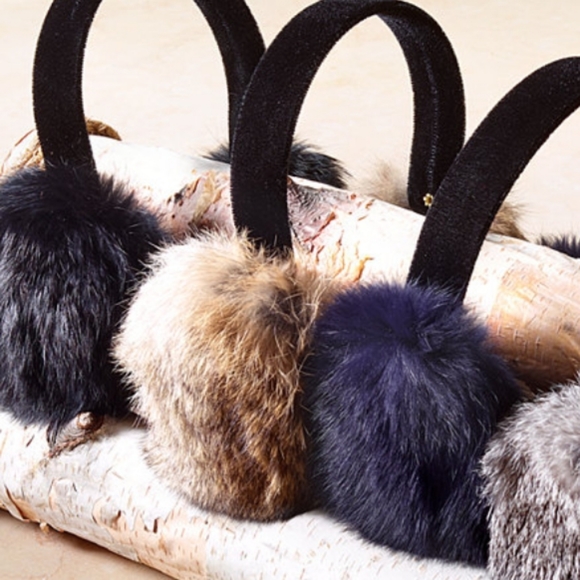 New Brown Surell Velvet Band Rabbit Fur Earmuffs - Picture 2 of 4